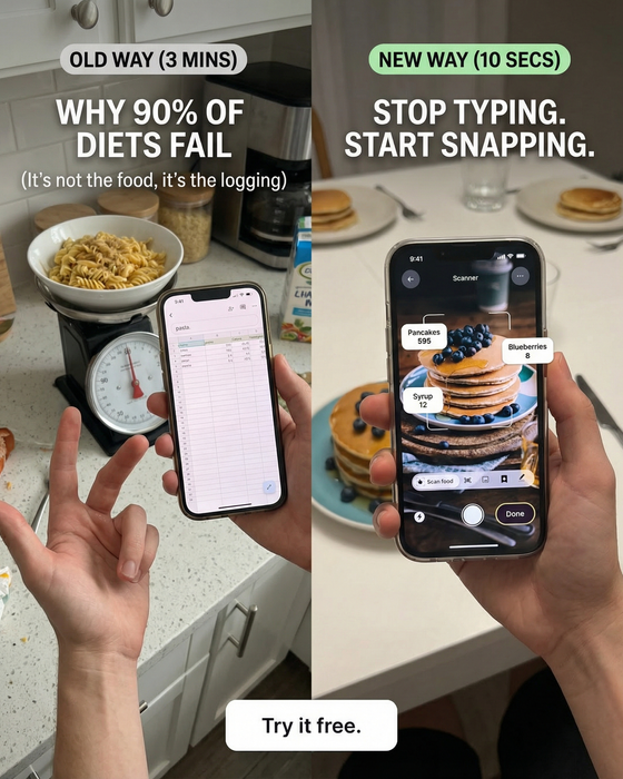 Cal AI old way versus new way ad generated by Copia